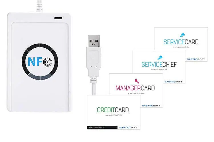 Kassensystem RFID - Event Add-On von GastroSoft, Kassensoftware Erweiterung NFC RFID Lesegerät, Karten für Service und Manger