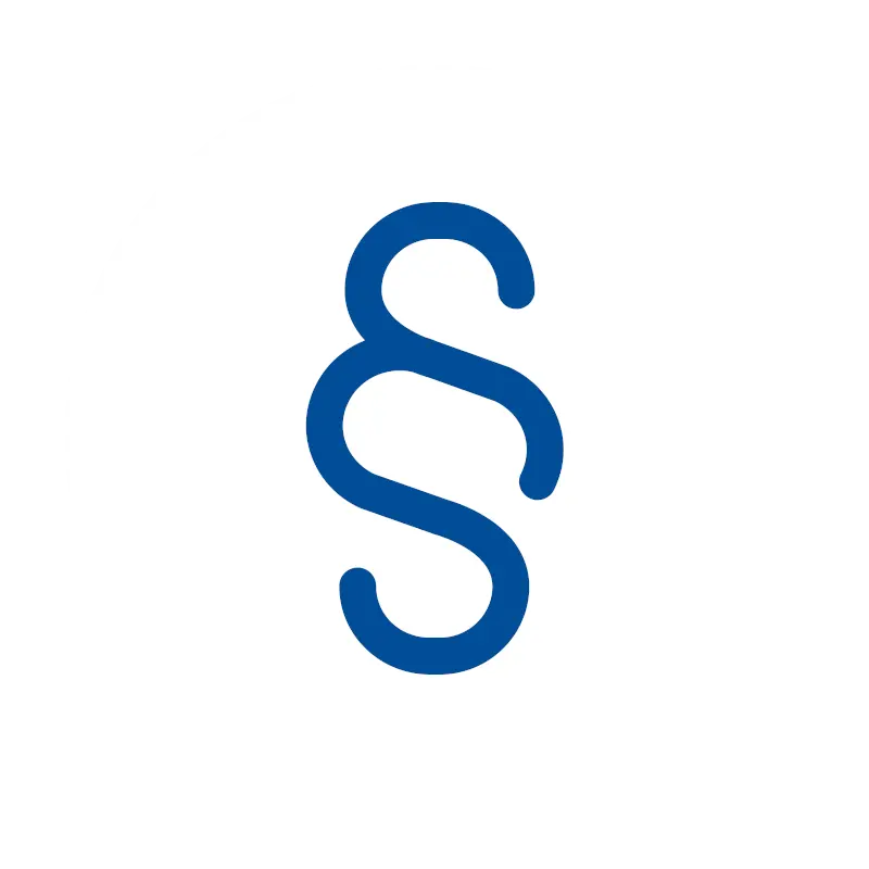 blaues Rechtskonform Icon auf weißem Hintergrund: für 100% Finanzamtkonforme Kassensoftware und Kassensysteme von GastroSoft