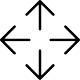 verschiebbar Icon - Pfeile nach oben, unten, rechts und links - zur darstellung eines flexiblen Kassensystems und der mobile Droid Kassensoftware