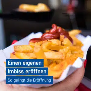 Pappschale mit frischen Pommes und Ketchup - Imbiss eröffnen