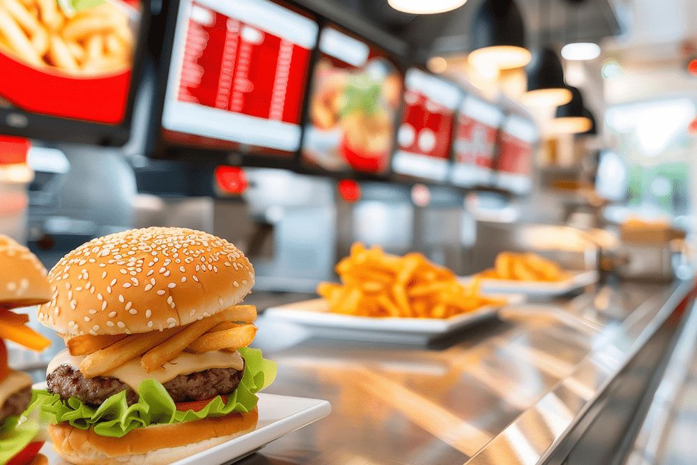 Ladentheke eines Burger Lokals, Imbiss eröffnen