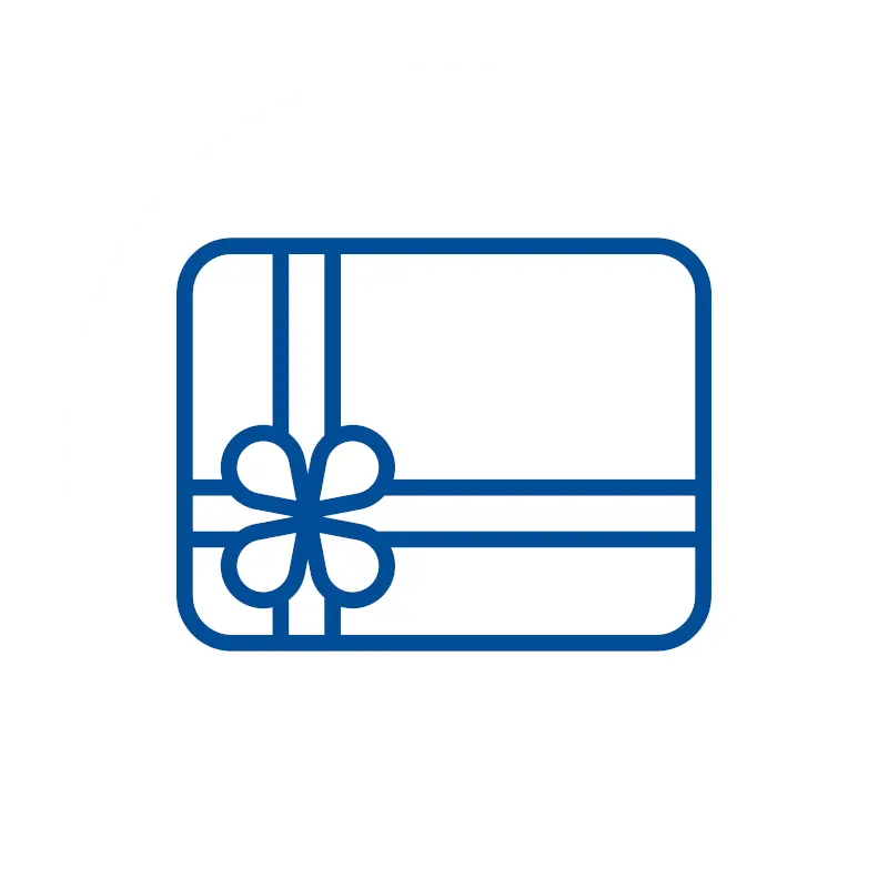 blaues Geschenk Icon auf weißem Hintergrund: für die Gutscheinverwaltung in der Kassensoftware des Kassensystems