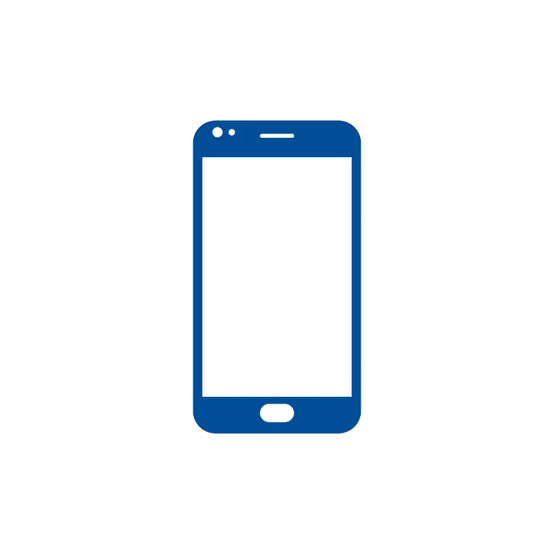 blaues Smartphone Icon auf weißem Hintergrund: für Mobile Kassensoftware und Terminals im Kassensystem