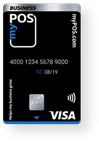 Kostenlose VISA Karte für mobile myPOS Zahlungsterminals der Kassenhardware mit Kassensoftware im Kassensystem